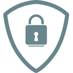 Ein Schutzschild als Icon mit einem Sicherheitsschloss darauf als Sinnbild für Sicherheit 